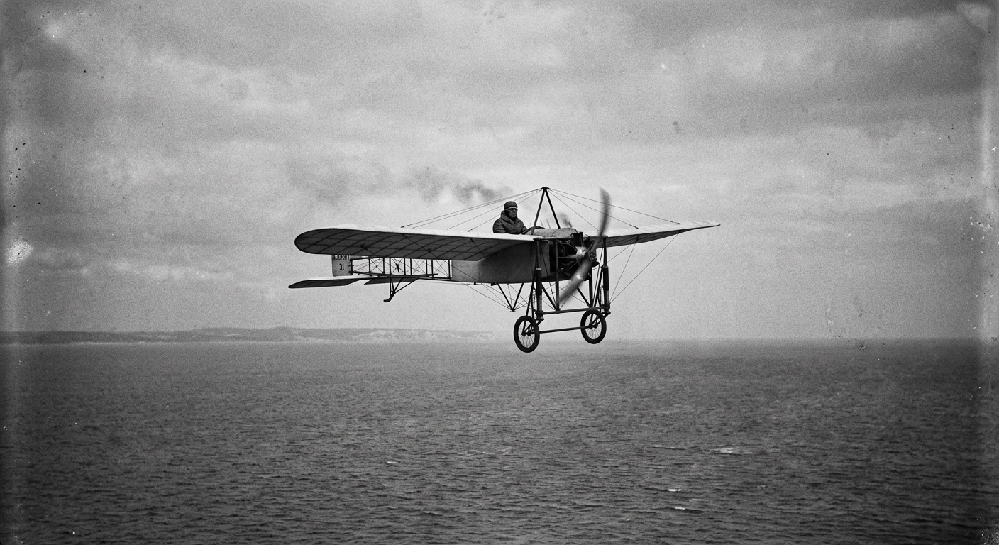 Harriet Quimby Flies Across the English Channel — detail