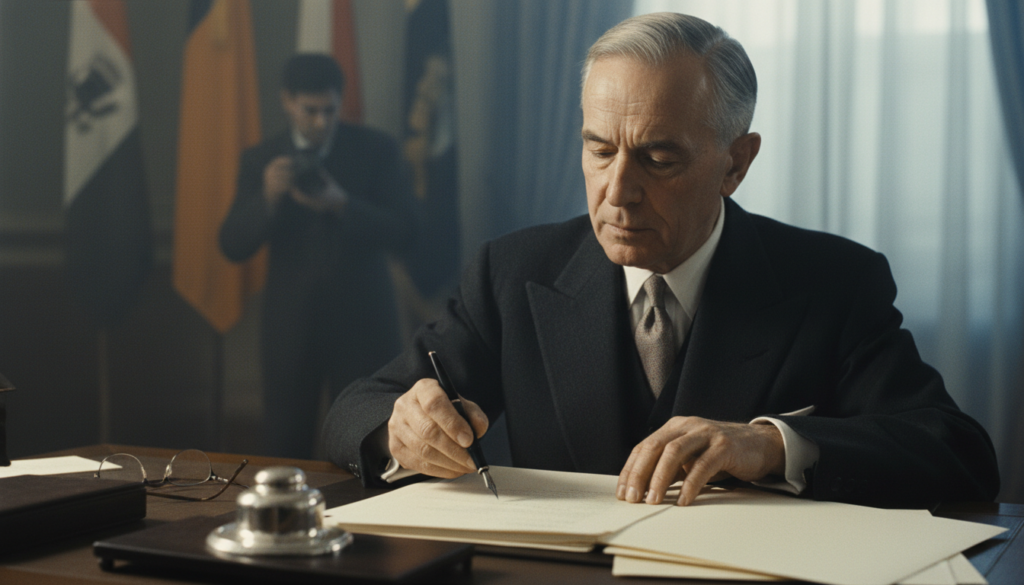 Signing of the ANZUS Treaty — detail