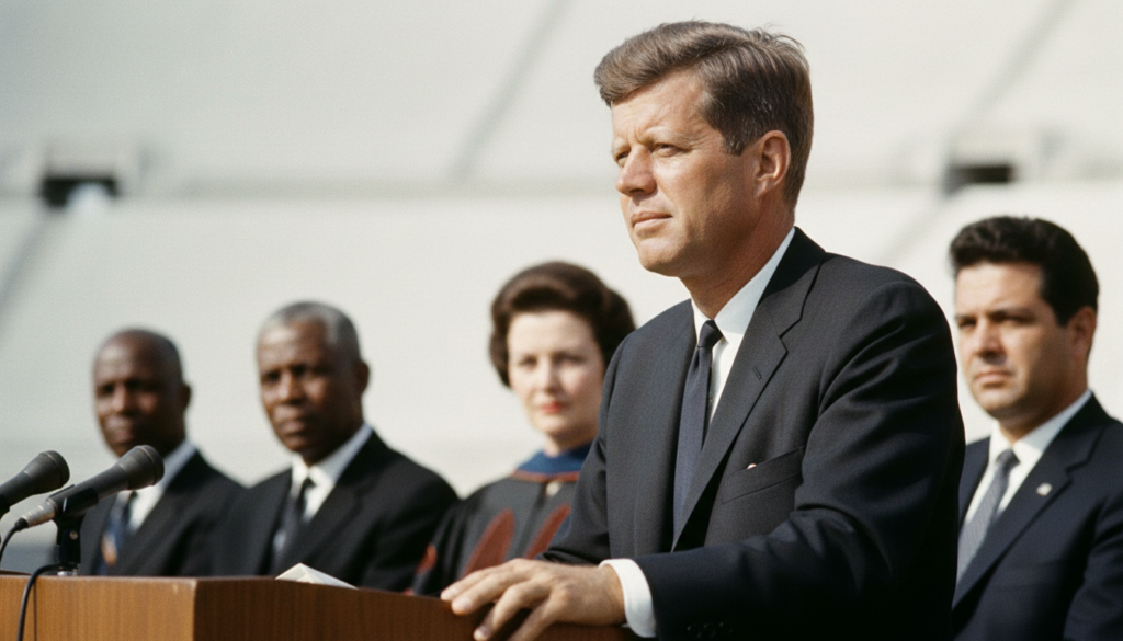 Kennedy Delivers Moon Speech — detail